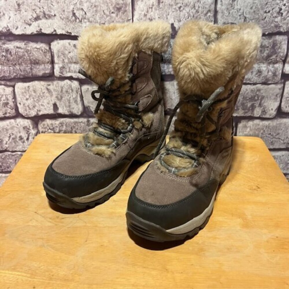 Hi-Tec Brown & Beige Waterproof Lace Up Boots Size 7